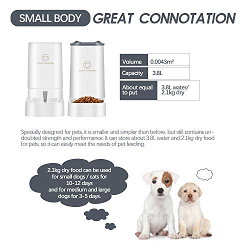 2-in-1 Automatic Food&Water Dispenser for Small Dogs, 2.1kg Gravity Food Dispenser 3.8L Waterer Set Travel Puppy Smart… - Image 4