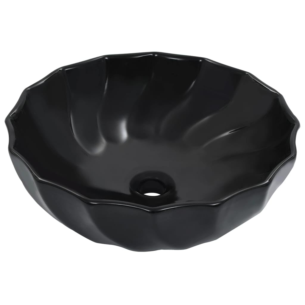 Lavabo de cerámica negro higiénico redondo de 46 cm antical para aseos