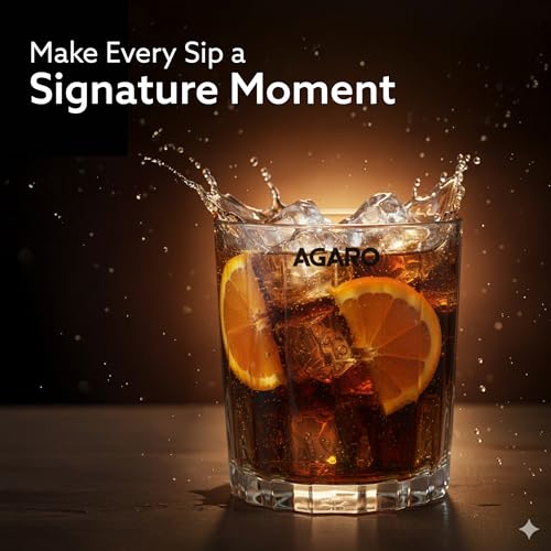 Image of AGARO Elegant Whiskey Glass, Set of 6, 325ML, Vertical Stripe Cut Design, Crystal Clear Tumbler Set, Home, Bar Drinking Glass Set for Scotch, Whisky, Bourbon, Liquor, Wine, Cocktail Drinks, Gifting