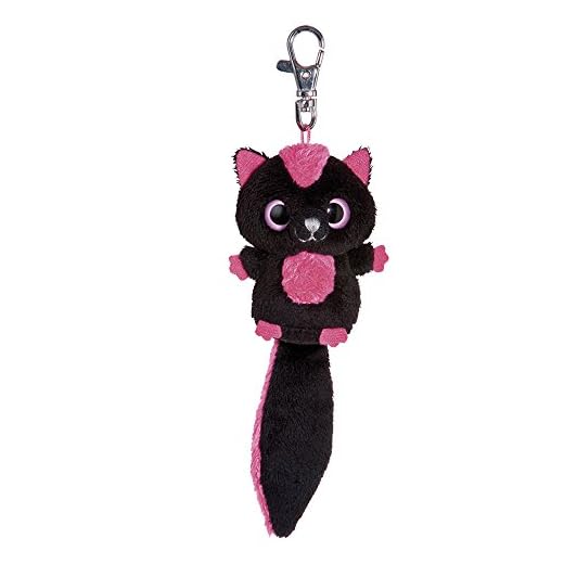 YooHoo & Friends - Llavero de Peluche Skunk, 8 cm, Color Rosa y Negro (Aurora World 12547)