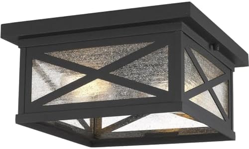 Z-Lite 583F-BK Brookside Outdoor Flush Mount, 2-Light 120 Total Watts, Black
