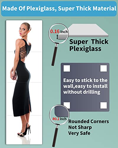 Cyhqo Shatterproof Full Length Mirror For Kids Unbreakable Small Toddler Extra Thick 1/8" 14"X14"X4Pcs Plexiglass Acrylic Wall Mirror #TOP6