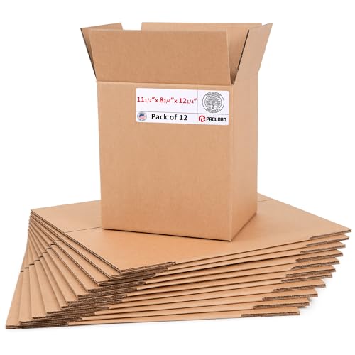 Image of Medium Cardboard Boxes 11 1 /2 inchL x 8 3 /4 inchW x 12 1 /4 inchH (Pack of 12) - USA-Made Packing Boxes for Moving, Shipping, or Storage - USPS, UPS, FedEx Approved - Professional Packing Supplies for Moving
