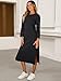 ANRABESS Womens 3/4 Long Sleeve Striped Slit Midi T Shirt Dresses with Pockets 2025 Dressy Casual Fall Fashion Travel Outfits Black M