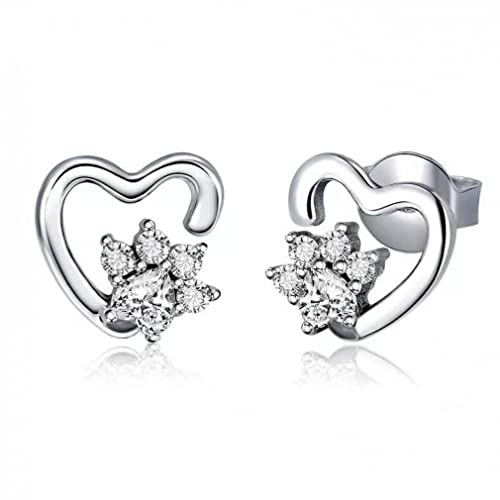 Boucles d'oreilles cœur Argent anti-allergie avec zircon transparent pour peaux sensibles