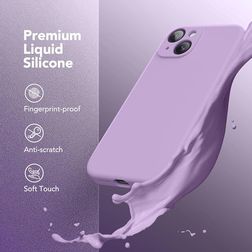 Image of Magnetic for iPhone 14 Case, Compatible with MagSafe, [Full Camera Protection][Screen Protector] Silicone Shockproof Protective Phone Case for iPhone 14 6.1 inch, Light Purple
