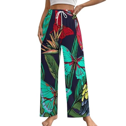 Bas de pyjama femme vêtement de nuit décontracté Papillon Rouge S