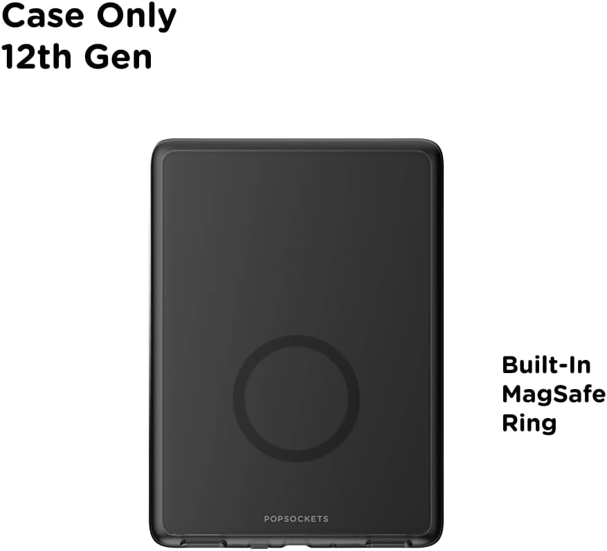PopSockets Kindle Paperwhite Case (12th Gen, 7”, 2024/25), Signature Edition & Colorsoft – Slim Protective Cover with Built-in MagSafe Ring for MagSafe PopGrip, E-Reader Accessory - Black Translucent