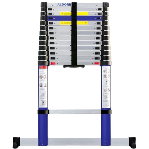 ALDORR 5,20M Échelle Télescopique en Aluminium | Escabeau Télescopique | Charge maximale 150 kg | Mécanisme de Rétraction Souple (Soft-Close) | Certifié EN131-6