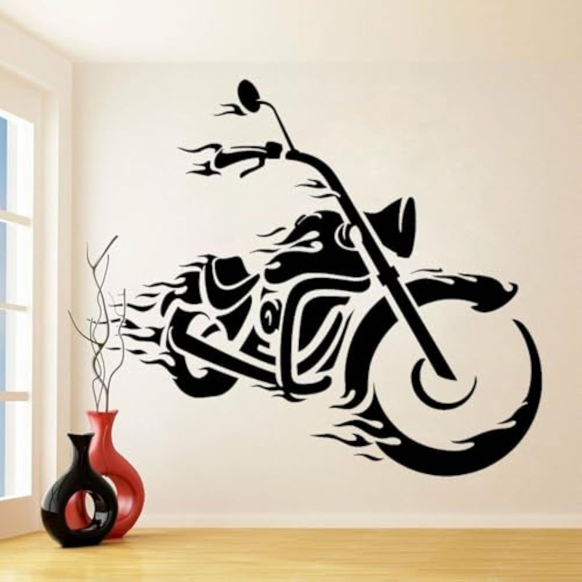 Motorbike Biker Fire Wall Decal for Home & Office Decoration