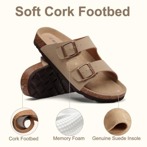 Image of KIDMI Women's Cork Footbed Casual Summer Sandals with Mild Arch Support