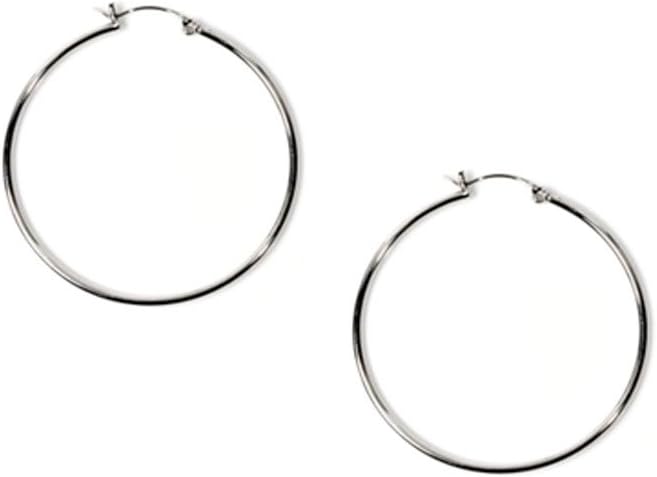 Medium .925 Sterling Silver Round Circle Hoop Earrings 40mm 1.6"