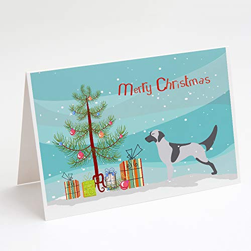Caroline's Treasures BB2899GCA7P English Setter Merry Christmas Tree Greeting Cards and Envelopes Pack of 8 Blank Cards with Envelopes Whimsical A7 Size 5x7 Blank Note Cards
