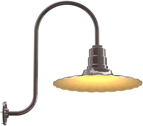 Miniatura 65 de Steel Lighting Co. Highland Park - Luz de granero | Montada en la pared al aire libre | Onda radial de 16 pulgadas | Cuello de cisne de 23 pulgadas