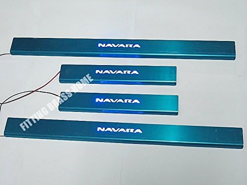 4 DOORS SCUFF PLATE STAINLESS STEEL LED BLUE LIGHT FOR NEW NISSAN NAVARA NP300 2015 2016 PICKUP