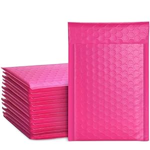 Metronic 4×8 Inch Bubble Mailer 50 Pack, Pink Bubble Mailers, Waterproof Self Seal Adhesive Shipping Bags, Cushioning…