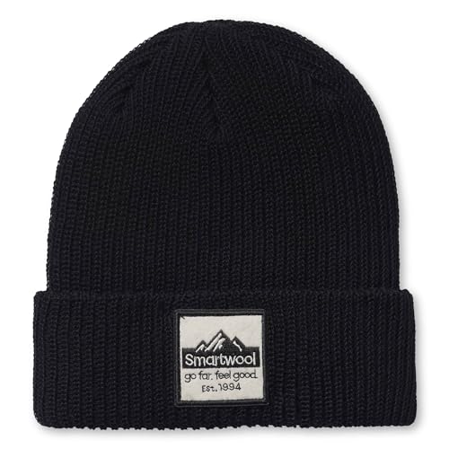 Chapeau enfant Smartwool Kids Patch Beanie noir idéal pour les sorties d'hiver
