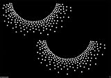 Clear 2x Neckline Splash Iron On Rhinestone Transfer Crystal Hotflix t-shirt applique