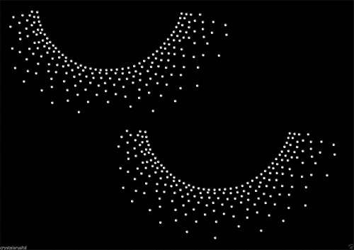 Clear 2X Neckline Splash Iron On Rhinestone Transfer Crystal Hotflix t-Shirt Applique