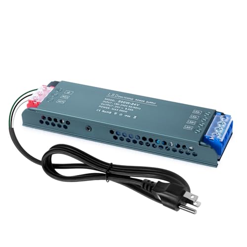 Image of QNNP LED Driver 200 Watts 24V with Plug Low Voltage Transformer Power Supply Transformer Adapter AC 100V-265V to 24V DC, LED Power Supply for Indoor Lighting