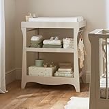 CuddleCo Clara Baby Changing Table in Cashmere & Ash - Space-Saving Baby Changing Unit with Open Storage Space, 2 Shelves & Hanging Rails - Strong & Sturdy Design for Parents & Families