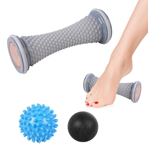 Image of WOVTE Massage Lacrosse Ball for Sore Muscles, Shoulders, Neck, Back, Foot, Body, Deep Tissue, Trigger Point, Muscle Knots, Yoga and Myofascial Release (Blue) (Gray Blue Black)