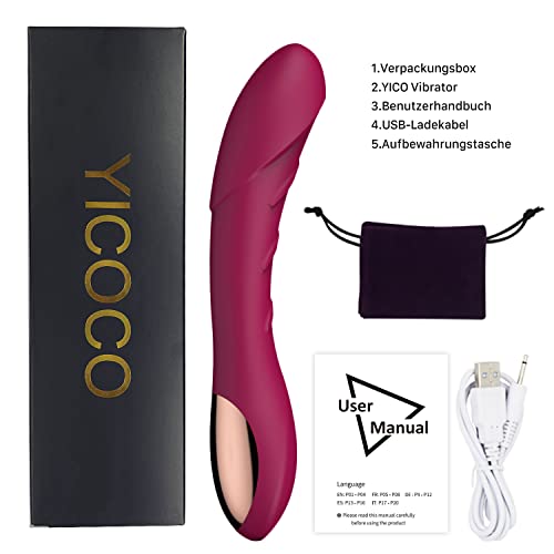 Silikon G-Punkt Vibrator Sexspielzeug Vibratoren für sie Klitoris leise, Realistische Dildo Analvibrator für Sie Frauen und Paare mit 12 Vibrationsmodi (Rotwein)