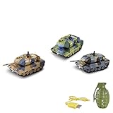 HSP Himoto German Leopard 2A6 - RC Mini Ferngesteuerter Panzer mit Schusssimulation Sound, Beleuchtung, 1:77 Modell-Maßstab, Komplett-Set inkl. Fernsteuerung