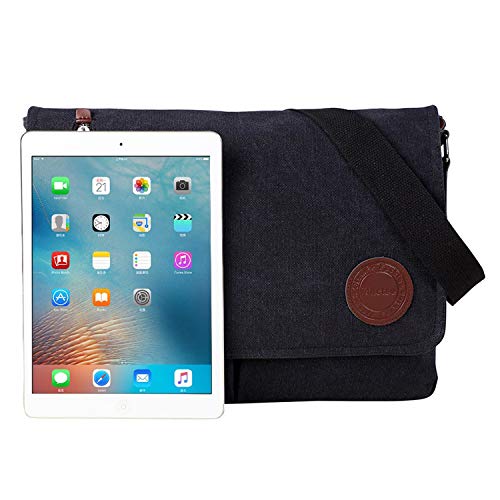 Bolsa carteiro de lona vintage para homens e mulheres, bolsa de ombro de viagem 13,5