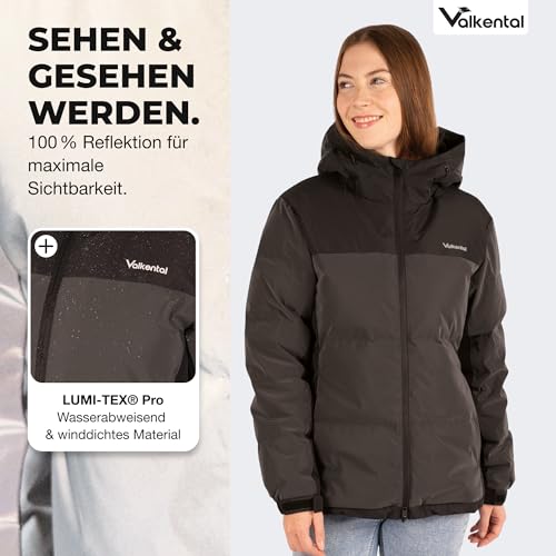 Valkental - Reflektierende Daunenjacke für Damen [VOLL REFLEKTIEREND] - Leichte Winterjacke mit Daunen für Frauen - Wasserabweisende LUMI-TEX Reflektor Winter Jacke - Sichtbarkeit im Dunkeln