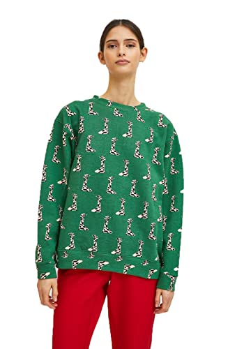 Compania Fantastica FA21SEV24 - Sudadera de algodón con estampado animal de jirafa, verde, 40
