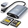 Lector de tarjetas CFexpress tipo B y SD USB C 3.2 Gen 2 10Gbps – Lector de tarjetas de memoria de alta velocidad de aleación de aluminio para cámaras Sony, Canon, Nikon, Fujifilm – Compatible con