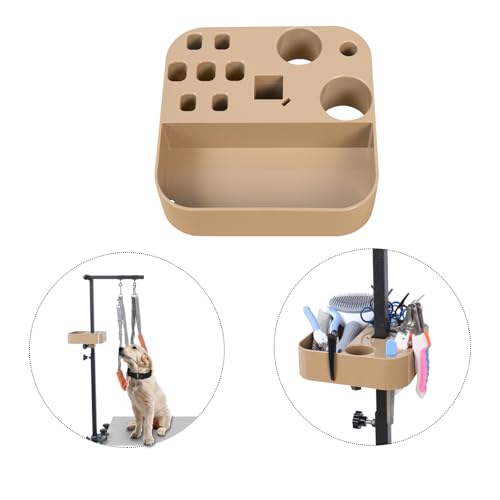 Image of Pet Grooming Organizer for Scissors Brushes and Tools Holder - Portable Dog Grooming Table and Arm Stand Tools(khakiSquare)
