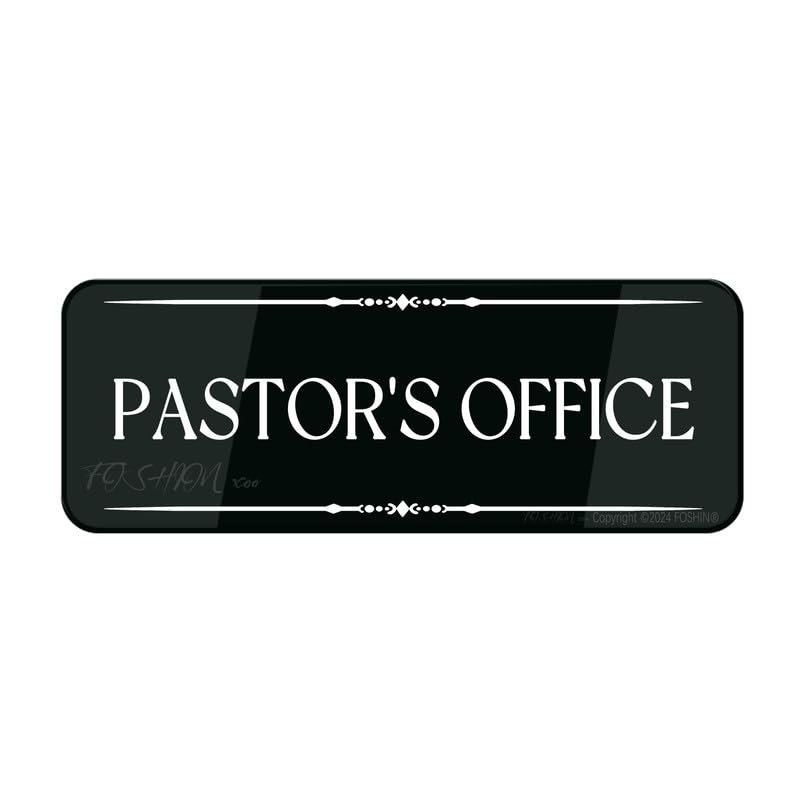 FOSHIN Sign For Door Acrylic Plastic Fancy Pastor'S Office Sign Sign 3"" X 10"" Fade Resistance Indoor/Outdoor Use