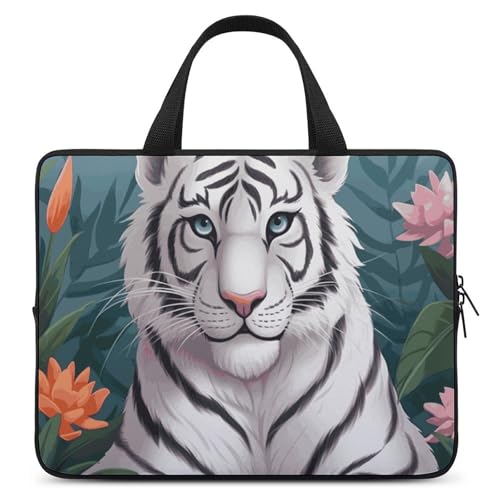 Sac à bandoulière pour ordinateur portable mignon tigre blanc mixte