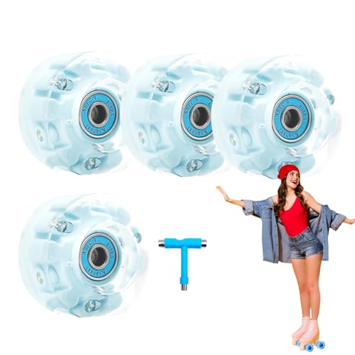 Ruedas para patines de cuatro ruedas, ruedas iluminadas para patines – Ruedas de repuesto silenciosas de alta elasticidad para patinaje de velocidad en interiores