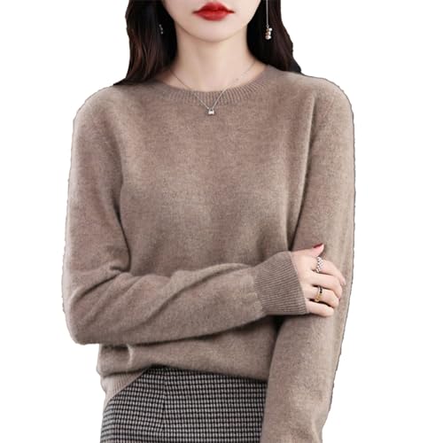 Cashmere Sweater for Women - Crew Neck Lightweight Soft Warm Pullover Knitted Jumper (Velvet Camel, XL)