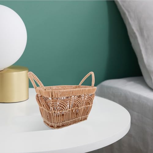Cesta de mimbre vintage indeformable AKOOSY con asa para entrada 6