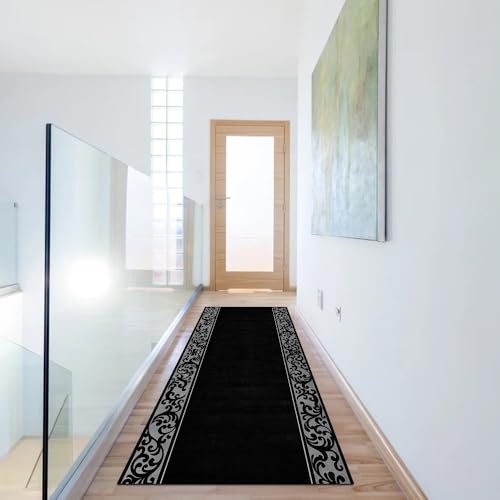 Alfombra vintage negra 80x150 cm con acabado antideslizante 5