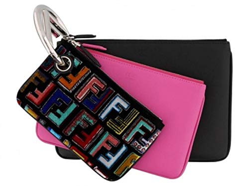 Fendi Triplette FF Zucca Calfskin Three Piece Clutch Bag
