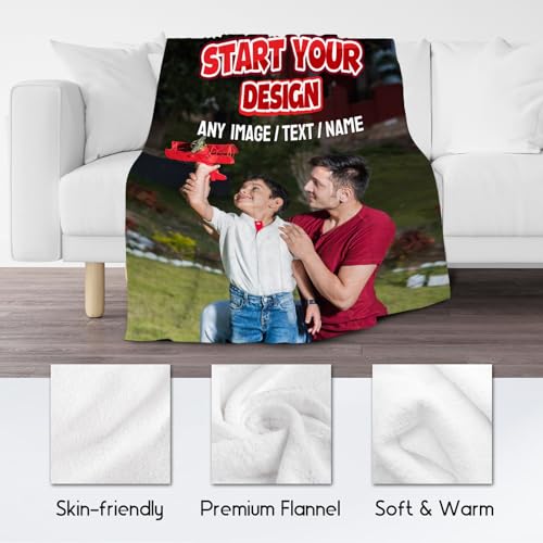 Personalized Blanket with Photo - Custom Gift for Kid Teens Adults - Picture Blankets with Name, Soft Fleece Throw for Couch, Bed