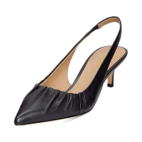 YDN Women Dressy Slip on Elastic Pumps Pointed Closed Toe Slingback Kitten Mid Heels Shoes Daily Office Size 4-15 US