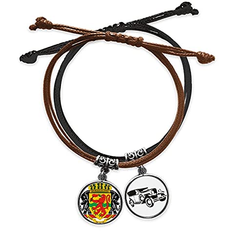 Bracelet Congo emblème national corde main chaîne bracelet cuir minibus mixte