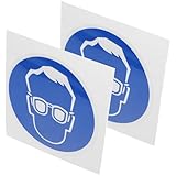 TOVINANNA 2stücke Schutzbrille Tragen Aufkleber Schild für Mehr im Arbeitsbereich zur Erinnerung an Arbeitsschutzmaßnahmen Einfach Anzuwenden Verstauen