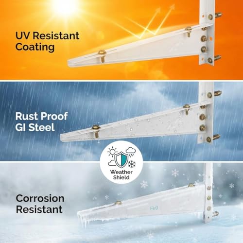 Image of Hipkoo Heavy Duty AC Outdoor Stand, Wall Mounting Bracket for 1.5 Ton & 2 Ton Split AC Outdoor Unit, Rust Proof Powder Coated, Compatible with Voltas, LG, Hitachi, Blue Star, Samsung, Pack of 1