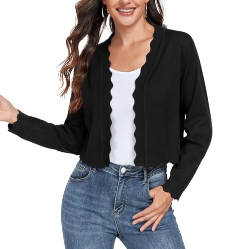GRECERELLE Women's Long Sleeve Lightweight Open Front Cropped Cardigan Knit Sweaters Bolero Shrugs (S-2XL)3