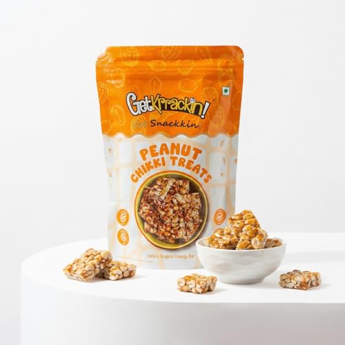 Image of GetKrrackin! Peanut Chikki Bites - 200g Each | Crushed Peanut Gajak Treats with Jaggery | No Added Colors or Preservatives | Crunchy Gazak | Gud Patti | Kadalai Mittai | Indian Sweets & Snacks