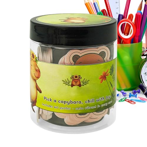 Papel de afirmaciones positivas - 60 hojas de mensajes de diseño Capybara | Bote positivo de 109g con decoración linda 2.68x2.68x3.31 pulgadas para adultos, estudiantes, amigos y familiares, mujeres