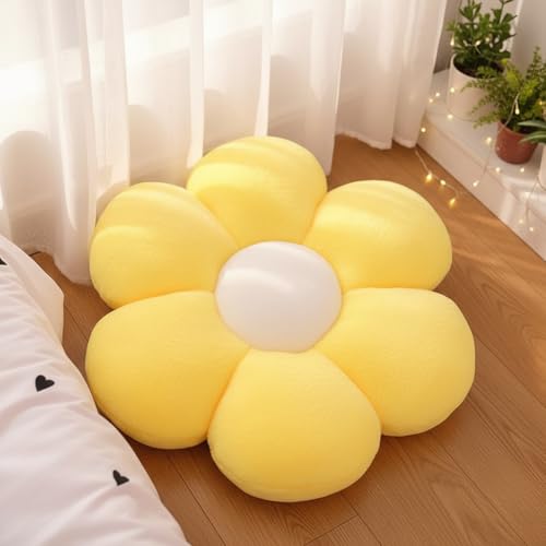 Image of AVSHUB Sunflower Pattern 6 Kali Cute Preppy Decorative Throw Pillow|Floor Cushion with Fibre Filling for Aesthetic Decoration (Yellow, 35CM)