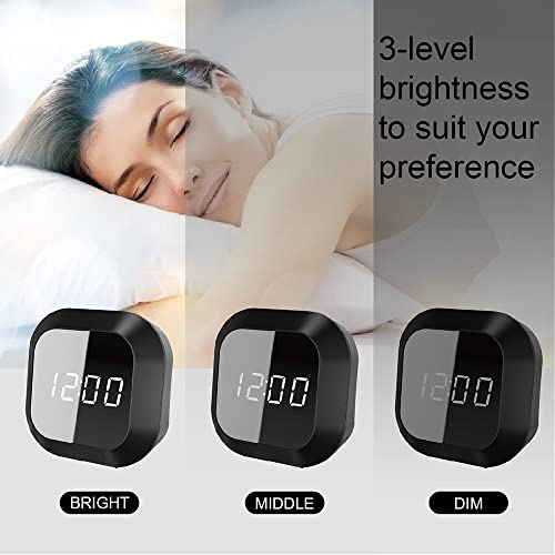 Espejo despertador digital LED de hogar con alarma electrónica y termómetro 4